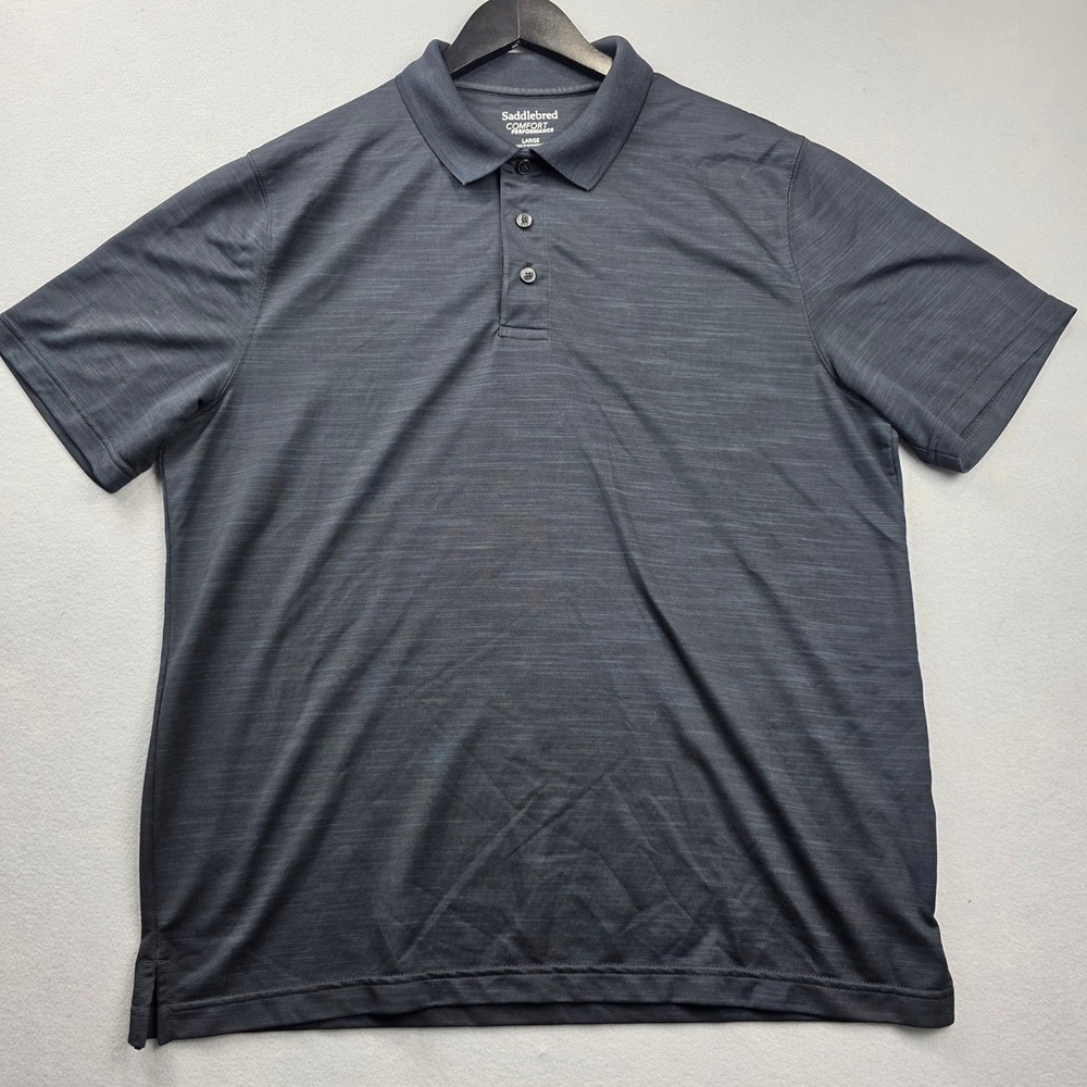 Saddlebred Comfort Performance Mens Large Charcoal Gray Space Dye Polo‎ Shirt L